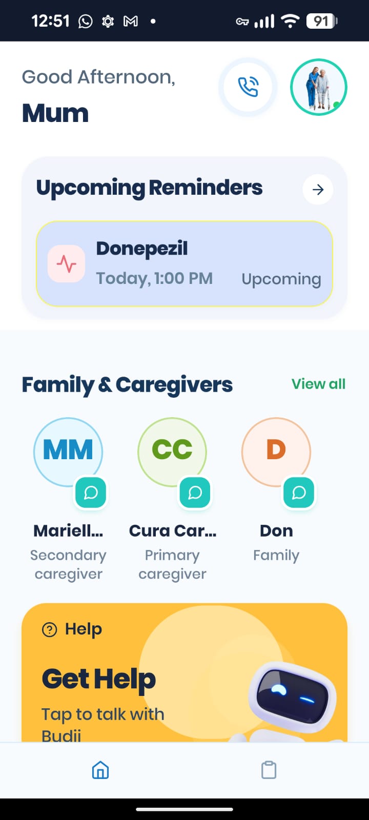 Zoothe home screen — Good Afternoon Mum