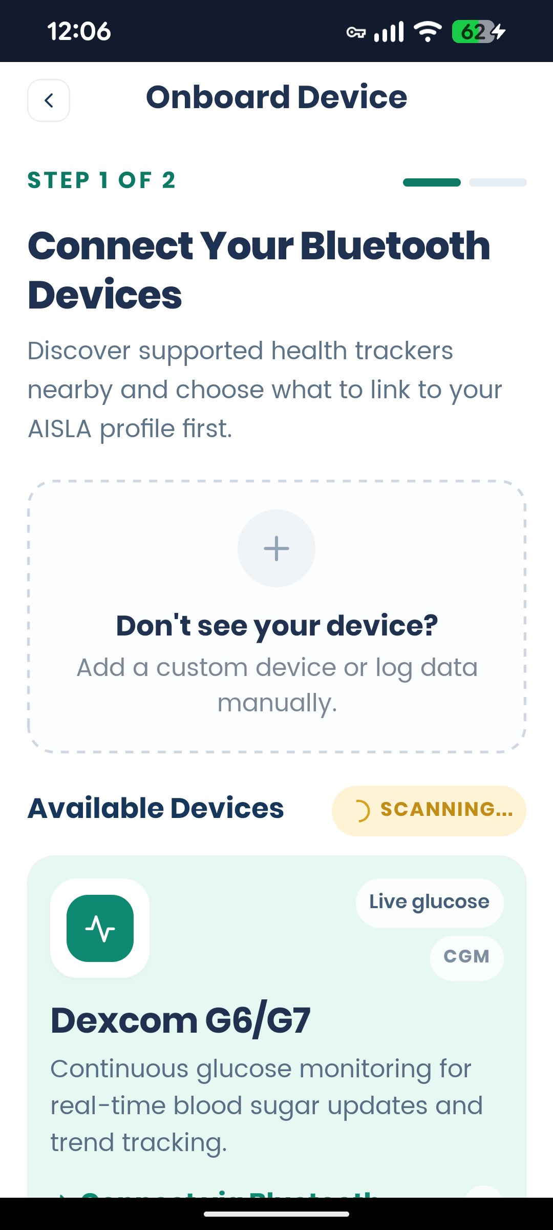 Zoothe device onboarding screen